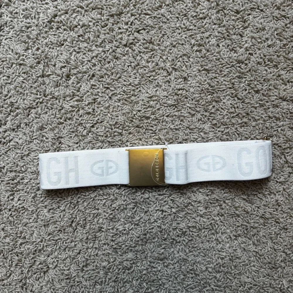 Goldbergh Ski Belt Logo White Gold Metallic for Ski Pants, ski suit